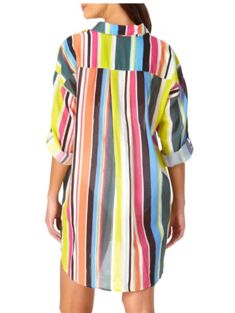 Anne Cole Multi Stripe Boyfriend Swimsuit Cover-Up XL - Picture 2 of 9